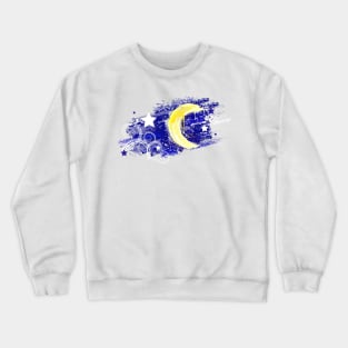 Painted moon in the night sky Crewneck Sweatshirt